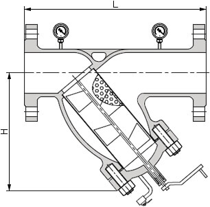 鑄鋼手搖刷式Y型過濾器結構示意圖