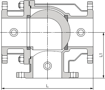 保溫L型三通球閥結構示意圖