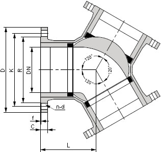 Y型三通閥結構示意圖