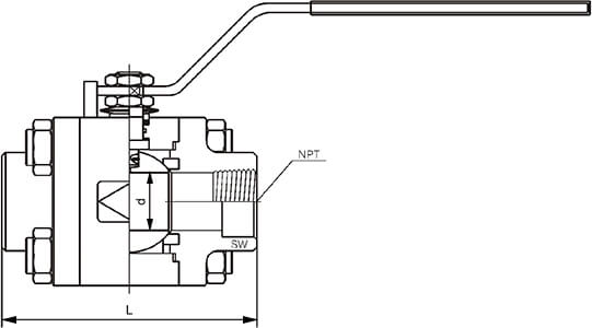 螺紋高壓球閥結構示意圖