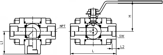 高壓三通球閥結構示意圖