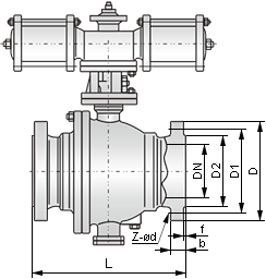 氣動法蘭球閥結構示意圖